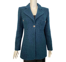 Load image into Gallery viewer, 97A, 1997 Fall Chanel Vintage emerald green Boucle wool blazer long jacket FR 40 US 6/8