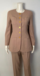 Chanel Boutique 97P, 1997 Spring Beige Blush Pant Jacket Suit Set FR 36 US 4