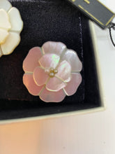 Load image into Gallery viewer, Vintage Chanel 98A Camellia flower clip on enamel mother of pearl Earrings
