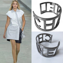 Load image into Gallery viewer, Chanel 15P 2015 Spring Block Letters Cuff Letter Bracelet Bangle