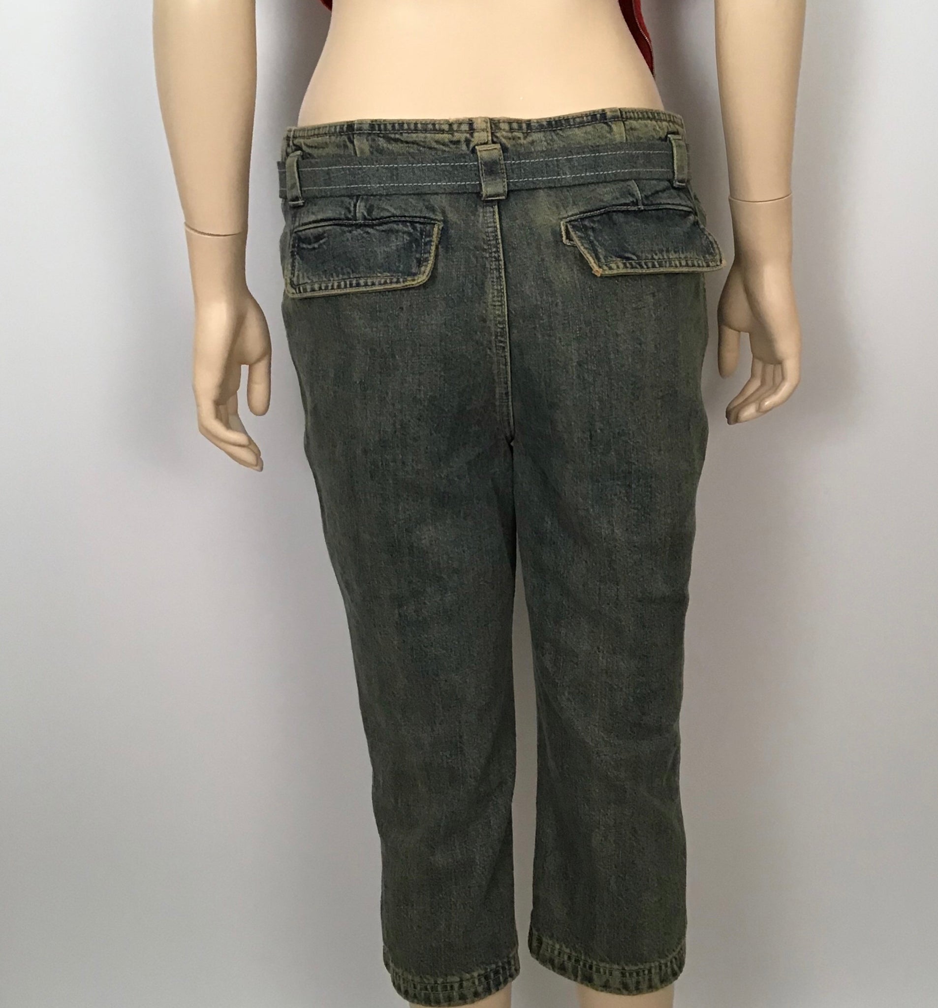 Chanel 00A 2000 Fall Capri Jeans Pants W Chanel Denim Belt FR 