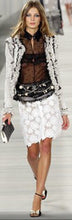 Load image into Gallery viewer, Chanel 04P 2004 Spring Black Sheer Lace Pearl Top Blouse lace, pearls,rufflesUS 6