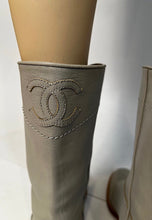 Load image into Gallery viewer, Chanel 13C 2013 Cruise Grey Leather Western Boots Large CC Logo EU 40.5 US 9.5