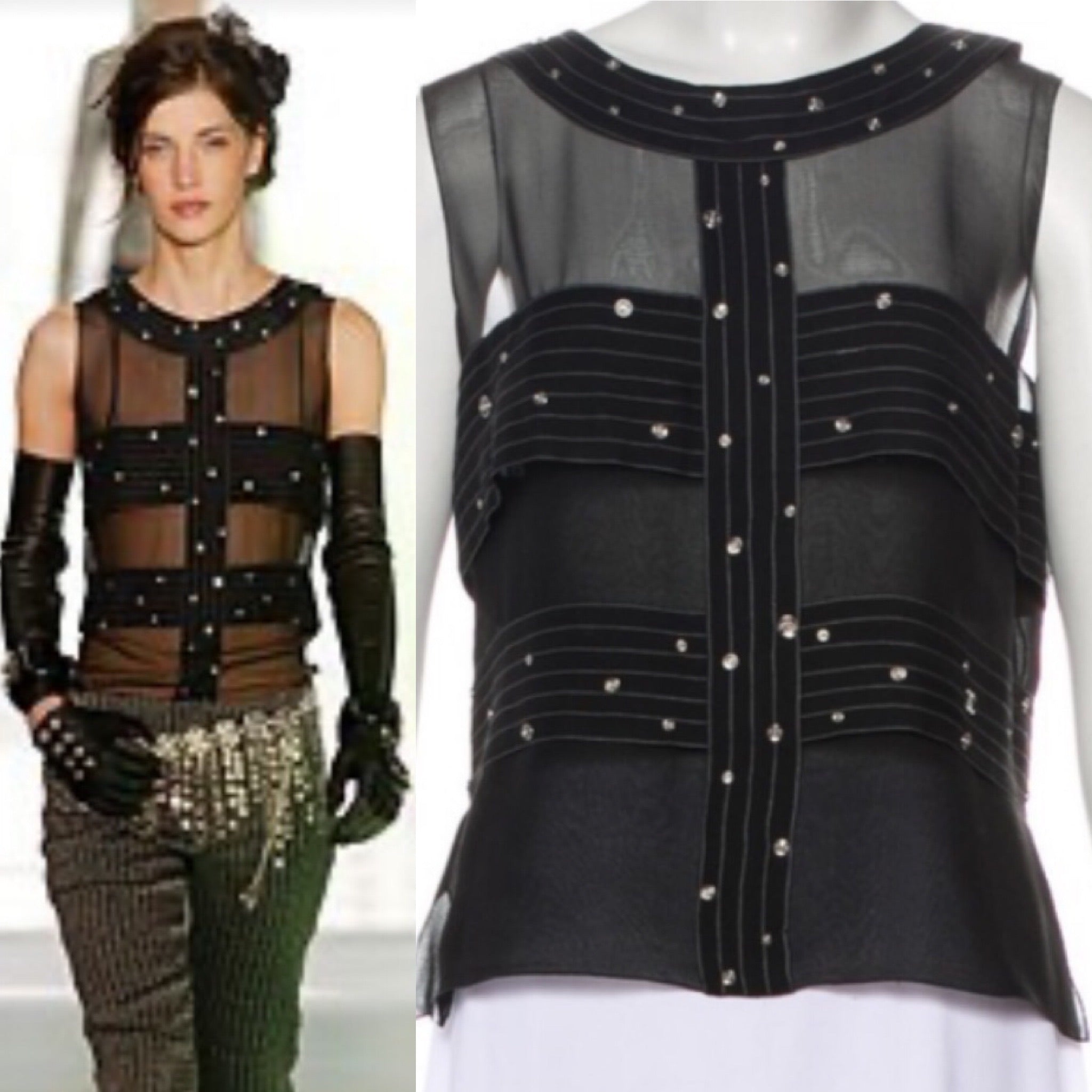 Chanel Womens Front Zip Fringe Trim Tweed Capelet Top Blouse Black Size FR 42