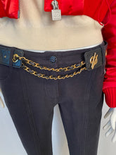 Load image into Gallery viewer, Vintage Chanel Belt Black Quilted Grommets Leather gold Chain Size 75/30