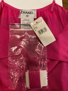 NWT New with Tags Chanel vintage 00T cruise Resort Bright Pink Spaghetti Strap knit Tank Top Cami FR 38 US 2/4
