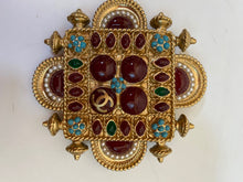 Load image into Gallery viewer, Chanel 11C, 2011 Cruise Resort gold turquoise red Gripoix Stone Brooch Pin