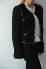 Load image into Gallery viewer, Chanel 2003 Fall 03A Snap Collection black Cropped Boucle Tweed Jacket FR 42 US 4/6/8