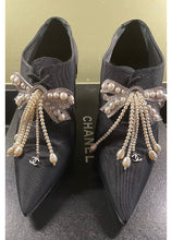 Load image into Gallery viewer, Chanel 18A 2018 Pre-Fall Black Fabulous Pearl Crystals and CC Bows Heel Booties EU 38 US 7/7.5