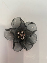 Load image into Gallery viewer, Chanel 98A Vintage Opaque gray blue crystal Camellia Glass Brooch Pin Necklace Pendent
