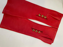 Load image into Gallery viewer, Chanel Fingerless Lambskin Leather Long Red Gloves Size 7.5