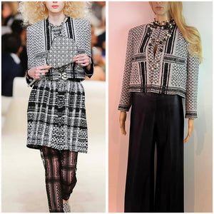 Chanel- Lace Trim Pink Tweed Jacket Skirt Suit Set Cc Buttons - 38