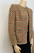 Load image into Gallery viewer, Rare Vintage Chanel 02P, 2002 Spring Heavy Green Pink Tweed Multicolor Jacket FR 46 US 16