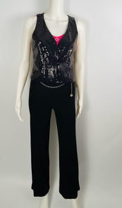 Chanel 03C 2003 Cruise Resort Silk Charmeuse Vest with black sequins FR 38