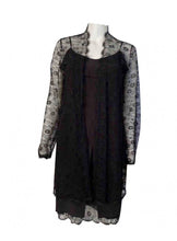 Load image into Gallery viewer, Vintage 01P, 2001 Spring Chanel 2 piece set Black Spaghetti Strap Dress with Lace overlay jacket US 2/4