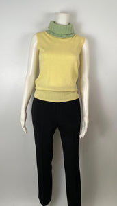 NWT Chanel 01A 2001 Fall green yellow turtleneck sweater blouse FR 40 US 4