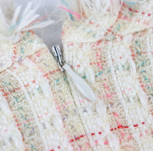 Load image into Gallery viewer, Chanel Vintage 04C 2004 Cruise Resort Ivory multicolor Pink Tweed Fringe Dress FR 42 US 6-8