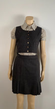 Load image into Gallery viewer, 1990’s Chanel Vintage 2 piece outfit Gray short pleated skirt with matching vest sz 4