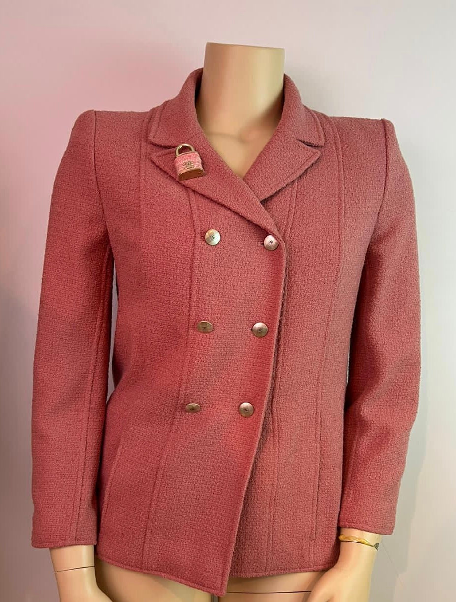 HelensChanel Vintage Chanel 98P, 1998 Spring Mauve Dusty Pink Jacket Blazer US 10/12