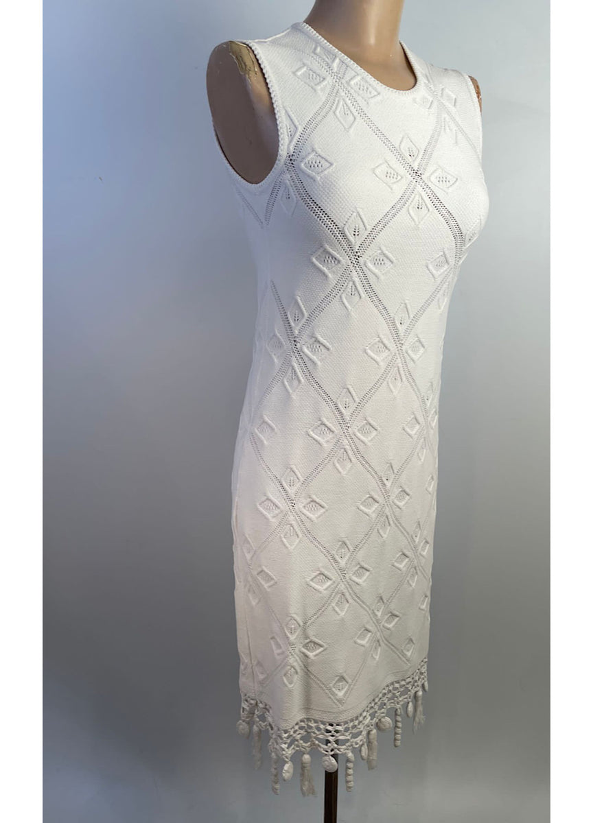 Chanel White 05S, 2005 Summer Resort Woven Crochet Sumner Dress US 2/4 –  HelensChanel