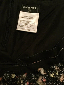 Vintage Chanel 04A, 2004 Fall Tweed Black multicolor Mini spaghetti strap Dress FR 36 US 4/6
