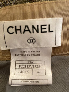 Chanel 03A 2003 Fall Long Maxi Gold Sequin Skirt FR 42