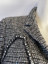 Load image into Gallery viewer, Chanel 06A 2006 Fall Gray Black Sequined Tweed Jacket Blazer FR 44 US 8/10