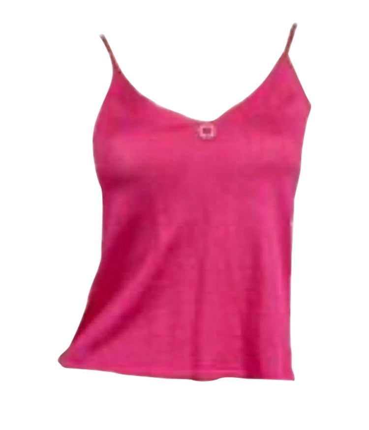 HelensChanel Nwt New with Tags Chanel Vintage 00T Cruise Resort Bright Pink Spaghetti Strap Knit Tank Top Cami FR 38 US 2/4