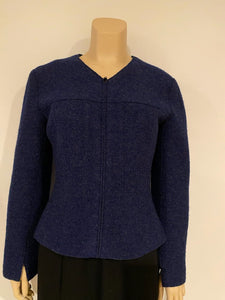 HelensChanel Vintage Chanel Identification 99A, 1999 Fall Boiled Wool Dark Blue Jacket FR 40