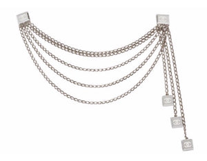 Chanel Vintage 03C Multi Strand Silver Mirror Metal Belt Clip Necklace Accessory