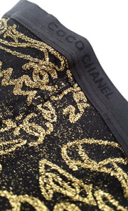 Chanel 19A 2019 Paris New-York Black Gold Hosiery Stockings Tights Sz Medium