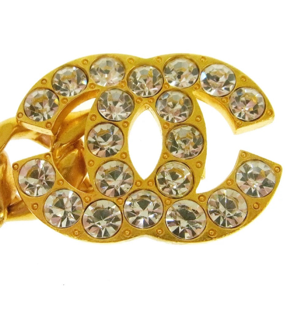 Chanel Gold CC Gemstone Cuff Bangle Bracelet