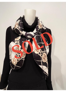 CHANEL Scarf Stole Camellia White Floral Flower Coco … - Gem