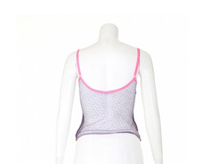 Chanel Vintage 03C 2003 Cruise Resort Summer sheer cardigan camisole 2 piece twinset US 4