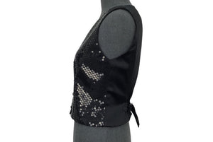 Chanel 03C 2003 Cruise Resort Silk Charmeuse Vest with black sequins FR 38