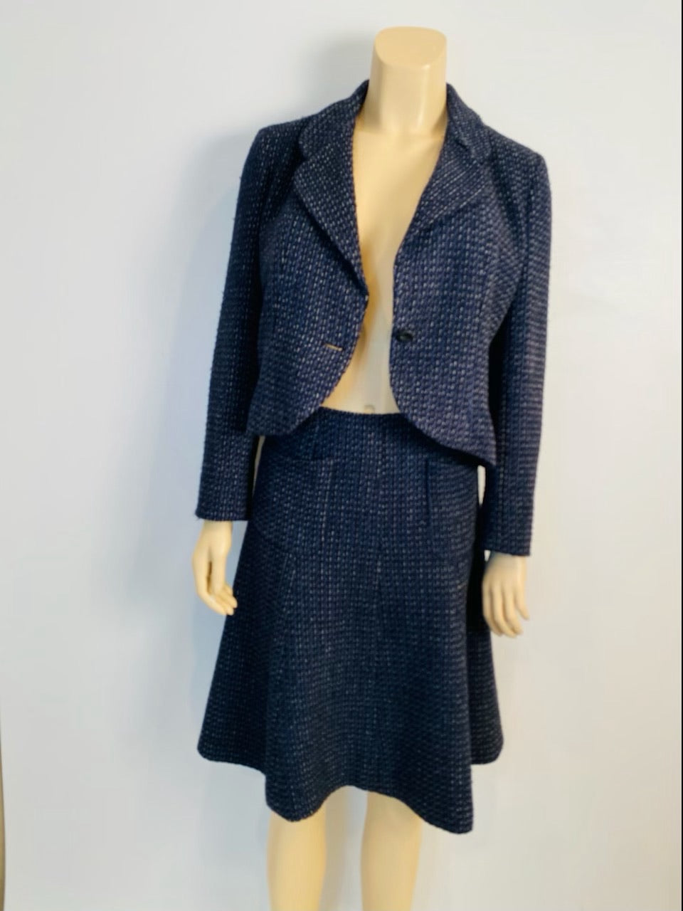 Authentic Chanel Silk Skirt Suit Vintage 42