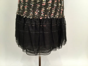 Vintage Chanel 04A, 2004 Fall Tweed Black multicolor Mini spaghetti strap Dress FR 36 US 4/6