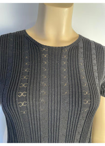 Chanel 05P, 2005 Spring Black Cotton knit interlocking CC logo Blouse top FR 40 US 2/4