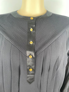 Vintage Early 1990’s Chanel Black Silk Pleated Blouse US 12