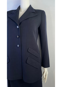 Vintage Chanel Navy Blue Long Blazer Jacket US 4/6/8