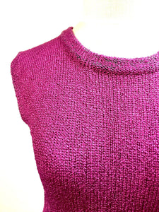 Chanel knit Pink raspberry navy blue gray Dress FR 42 US 6/8