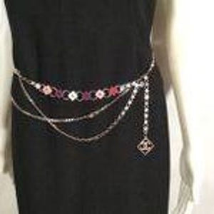 Chanel 04P Spring Multi strand accessory CC Logo Silver Chain Belt Necklace