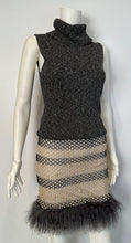 Load image into Gallery viewer, Rare New with Tags Chanel 03A 2003 Fall Beige Brown Pearl Feather Trim Mini Skirt  FR 38
