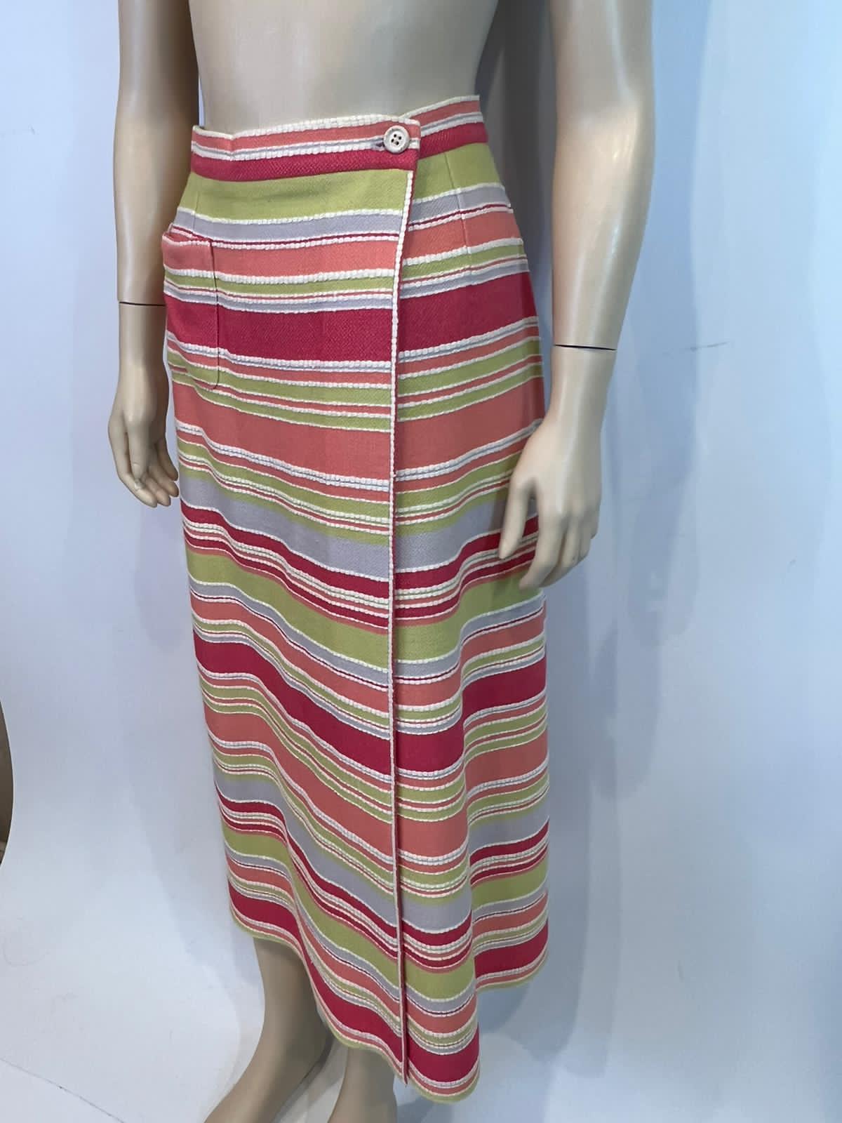 Chanel Multicolor Printed Cotton Pleated Maxi Skirt S Chanel