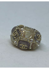 Load image into Gallery viewer, Chanel 12C 2012 Cruise Pale Gold Gripoix Crystal Opaque Lilac CC Ring EU 52 US 6