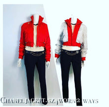 Load image into Gallery viewer, Chanel Identification 03A 2003 Fall Bomber Jacket Red Reversible CC Logo Sport Coat FR 38