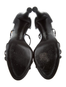 Chanel Black Stone CC logo Gripoix Sandal Heels EU 39.5 US