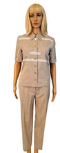 Load image into Gallery viewer, Vintage Chanel 1997 Khaki Blouse Pants Summer Wool Set FR 34