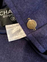 Load image into Gallery viewer, Chanel Vintage 97A 1997 Fall Navy Blue w Red Trim Long Heavy Wool Winter Coat FR 38 US 4