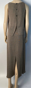 Chanel Vintage 99P 1999 Spring brown blouse long maxi skirt dress outfit set FR 38